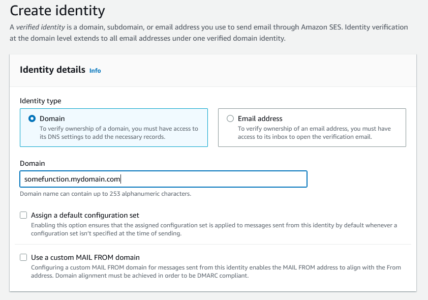 SES Create Identity