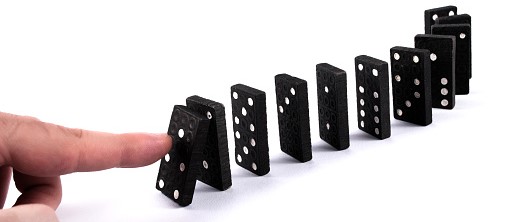 Toppling dominoes