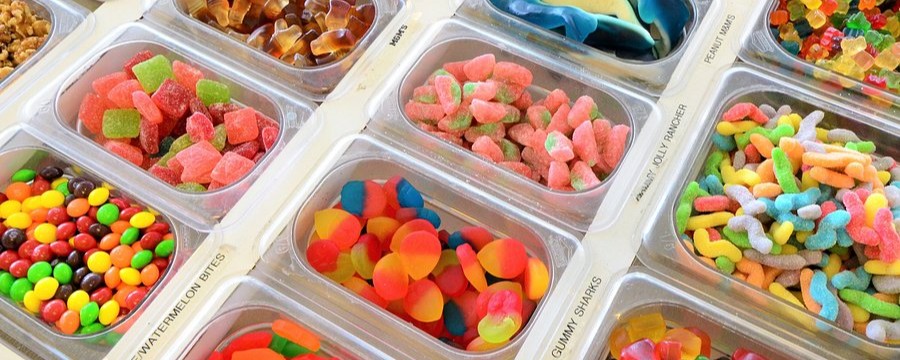Colourful ice cream toppings